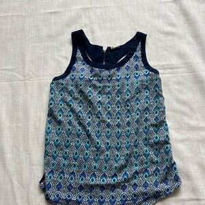Blue Patterned Sleeveless Top